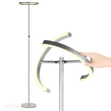 Load image into Gallery viewer, Brightech Halo Split - Modern LED Torchiere Floor Lamp, For Offices - Bright Standing Pole Light - Tall, Dimmable Uplight for Reading In Your Bedroom or Living Room - Platinum Silver