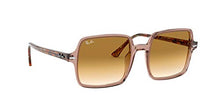 Load image into Gallery viewer, Ray-Ban Women's RB1973 Square II Sunglasses, Transparent Light Brown/Gradient Brown, 53 mm