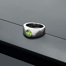 Load image into Gallery viewer, Gem Stone King 1.33 Ct Oval Green Peridot 925 Sterling Silver Men's Ring (Size 13)