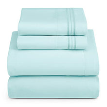 Load image into Gallery viewer, Clara Clark Bed Sheets, Premier 1800 Series 4 Piece Bed Sheet Set, Deep Pocket, Wrinkle, Fade, Stain Resistant, Luxury Soft Bedding Sheets & Pillowcases, Queen, Light Blue Aqua