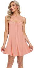 Load image into Gallery viewer, AUHEGN Nightgown for Women Loose Sleepwear Crew Neck Pajama Dress Soft Nightshirt Sleeveless Nightdress Chemise Peach Small