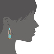 Load image into Gallery viewer, BONALUNA Bohemian Wood And Marble Effect Oblong Shaped Drop Statement Earrings (TURQUOISE)