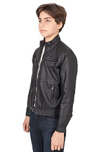 Load image into Gallery viewer, X RAY Kids Leather Jacket | Boys Leather Jacket | Boys Leather Jacket With Hood | Youth Leather Jacket , Black, Small
