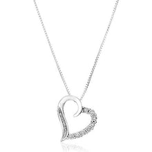 Load image into Gallery viewer, 1/10 ct Diamond Curved Heart Pendant Necklace in 10K White Gold