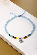 Load image into Gallery viewer, XHUUU Blue Chalcedony with 7 Chakra Anklet Bracelets The Life of Tree Beach Foot Gemstones Healing Crystals Wave Anklets for Women