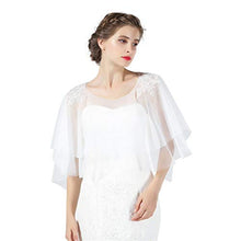 Load image into Gallery viewer, Wedding Cape Lace Bridal High-Low Capelet Bolero Cover Up Lace Shawl 1920S Women Shrug Wrap Off White Style 3