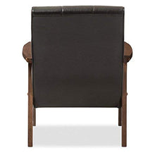 Load image into Gallery viewer, Baxton Furniture Studios Nikko Mid-Century Modern Scandinavian Style Faux Leather Wooden Lounge Chair, Black