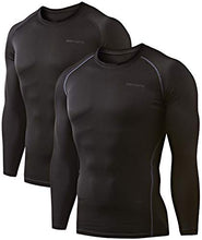 Load image into Gallery viewer, DEVOPS 2 Pack Men's Thermal Long Sleeve Compression Shirts (2X-Large, Black/Black)