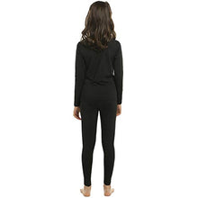 Load image into Gallery viewer, ViCherub Girl’s Thermal Underwear Set Kids Long Johns Fleece Lined Base Layer Top & Bottom Thermals for Girl Black Large