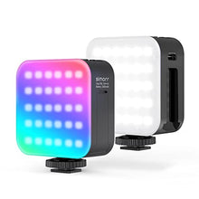 Load image into Gallery viewer, simorr Double-Sided 360° RGB Video Light +SMALLRIG LCD Monitor Shoe Adapter 1/4" Camera Hot Shoe Mount