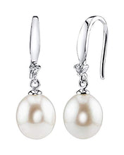 Load image into Gallery viewer, Freshwater Cultured Pearl Earrings for Women Sterling Silver Dangle Earring with Cubic Zirconia - THE PEARL SOURCE