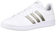 Load image into Gallery viewer, adidas Women's Grand Court Tennis Shoe, White/Platino Metallic/White, 7 M US