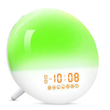 Load image into Gallery viewer, Sunrise Alarm Clock, Wake Up Light with Dual Alarms Clock for Bedrooms, Smart Alarm Clock for Heavy Sleepers Adults Kids, 7 Nature Sounds & Snooze, FM Radio, 7 Colors Ambient Lamp, Ideal for Gift