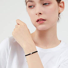 Load image into Gallery viewer, ZENI Heart Bracelet for Women girl, Black Rope Bracelet 925 Silver Handmade Braid Adjustable Bracelet Love Friendship Jewelry Gift