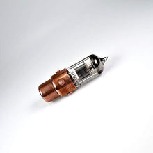 Load image into Gallery viewer, Handmade 32GB Orange Pentode Radio Tube USB 3.1 Flash Drive with Wood Stand. Steampunk/Industrial Style