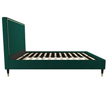 Load image into Gallery viewer, CosmoLiving by Cosmopolitan Audrey Upholstered, Emerald Green Velvet, Full Size Frame Bed