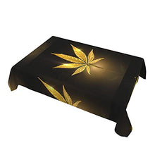 Load image into Gallery viewer, Golden Cannabis Print Rectangle Tablecloth - 54"X72" Inch - Stain & Waterproof & Wrinkle Resistant Washable Polyester Tablecloth, for Buffet Parties, Wedding and Camping