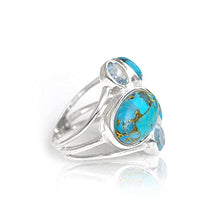 Load image into Gallery viewer, YoTreasure Blue Turquoise & Topaz 925 Sterling Silver Statement Ring Gemstone Jewelry