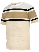 Load image into Gallery viewer, PJ PAUL JONES Men's Short Sleeve Pullover Crewneck Striped Contrast Sweaters Apricot 2XL