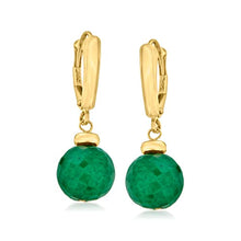 Load image into Gallery viewer, Ross-Simons 10.00 ct. t.w. Emerald Bead Drop Earrings in 14kt Yellow Gold