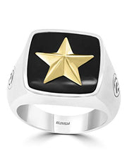 Load image into Gallery viewer, Effy 925 Sterling Silver & 18K Yellow Gold Onyx Star Ring, 5 TCW IRS0N674XX
