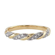 Load image into Gallery viewer, Brilliant Expressions 10K Yellow Gold 0.06 Cttw Conflict Free Diamond-Accented Twist Wedding or Anniversary Band (I-J Color, I2-I3 Clarity), Size 7