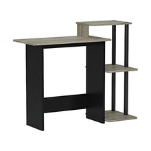 Load image into Gallery viewer, FURINNO Efficient Home Laptop Notebook Computer Desk, Square Side Shelves, French Oak Grey/Black