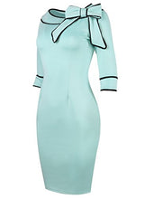 Load image into Gallery viewer, HELYO Career Female Work Dresses for Women Knees Length Summer Elegant Bodycon Pencil Dress 172 (XL, Blue)