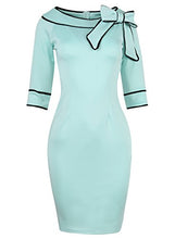 Load image into Gallery viewer, HELYO Career Female Work Dresses for Women Knees Length Summer Elegant Bodycon Pencil Dress 172 (XL, Blue)