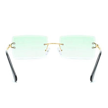 Load image into Gallery viewer, LASPOR Retro Rimless Rectangle Sunglasses for Women Men Tinted Lens Gold Metal Frameless Vintage Square Glasses UV400 Protection Green gradient