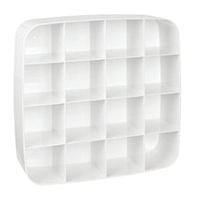 Load image into Gallery viewer, mDesign Plastic Wall Mount Display Organizer Holder - 16 Compartments - Protect, Store and Show Off Small Collectibles, Figurines, Shot Glasses, Nail Polish Colors, Spices - White