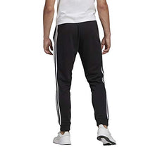 Load image into Gallery viewer, adidas Men's Standard Essentials French Terry Tapered Cuff 3-Stripes Pants, Black/White, Large