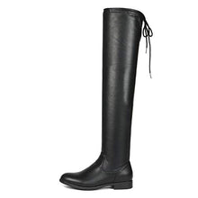 Load image into Gallery viewer, DREAM PAIRS Women's Overide Black Pu Low Heel Thigh High Over The Knee Flat Boots Size 9.5 B(M) US