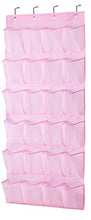 Load image into Gallery viewer, MISSLO Kids Shoe Organizer Door Hanging Baby Closet Storage over the Rack Breathable 24 Large Mesh Pockets for Toddler Girl, Pink