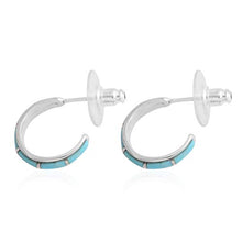 Load image into Gallery viewer, SANTA FE Style 925 Sterling Silver Kingsman Turquoise Southwest Jewelry Hoops Hoop Earrings for Women Gift