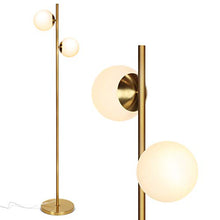 Load image into Gallery viewer, Brightech Sphere - Mid Century Modern 2 Globe Floor Lamp for Living Room Bright Lighting - Contemporary LED Standing Light for Bedrooms & Offices - Gold/Antique Brass Indoor Pole Light