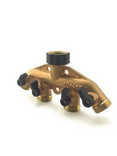 Load image into Gallery viewer, SOMMERLAND Heavy Duty Brass 4 Way Garden Hose Shut Off Connector (Brass Overmold-1PK)