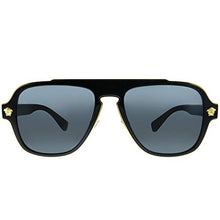 Load image into Gallery viewer, Versace Medusa Charm VE 2199 100281 Black Plastic Aviator Sunglasses Grey Polarized Lens