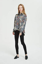 Load image into Gallery viewer, Tronjori Womens Oversized Long Sleeve Button Down Leopard Snake Zebra Animal Print Shirt Blouse (XS,Green Snake)