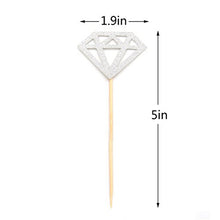 Load image into Gallery viewer, Pack of 40 Cupcake Toppers Silver Glitter Diamond Toppers Dessert Cake Decoration for Wedding Birthday Party