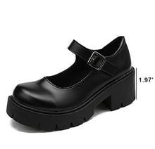 Load image into Gallery viewer, AOSPHIRAYLIAN Womens Gothic Shoes Platform Mary Janes Ankle Strap Chunky Heel Uniform Dress Pumps Shoes Black