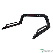 Load image into Gallery viewer, TLAPS Universal Adjustable Truck Bed Chase Rack Roll Bar with Side Rails Handle & 3rd Third Brake Light & 2x LED Work Lamps Bars & 14x Amber Side Marker For Pickup (Textured Black)
