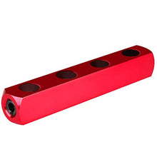 Load image into Gallery viewer, Hromee 4-Way Straight Air Manifold 5 Ports Aluminum Industrial Pneumatic Air Compressor Quick Connect Socket In Line Type Air Hose Splitter with 4 Couplers and 1/4" Male NPT Plug