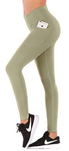 Load image into Gallery viewer, IUGA High Waist Yoga Pants with Pockets, Tummy Control, Workout Pants for Women 4 Way Stretch Yoga Leggings with Pockets (Olive, Small)