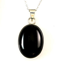 Load image into Gallery viewer, Sterling Silver 925 Black Onyx Oval Pendant Necklace 16+2 inches Chain - Elegant Gift Box