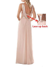 Load image into Gallery viewer, Gralre Women's Rose Gold Bridesmaid Dresses Long Sequined Sweetheart Chiffon Formal Wedding Prom Dress 2 Rosegold/Burgundy