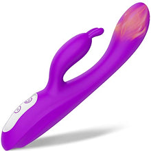 Load image into Gallery viewer, G Spot Rabbit Vibrator with Heating Function, Rose Sex Toys for Clitoris G-spot Stimulation,Waterproof Dildo Vibrator with 9 Powerful Vibrations Dual Motor Stimulator for Women or Couple Fun(Purple)