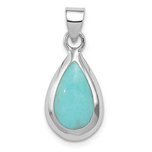 Load image into Gallery viewer, 925 Sterling Silver Lab Created Blue Turquoise Teardrop Pendant Charm Necklace Natural Stone Fine Jewelry For Women Gifts For Her
