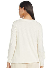 Load image into Gallery viewer, KAILASA BY ANGEL BAY Women's Top with Full Embroidery Net Sleeves Stylish Knitted Blouse (White, Fabric - Injected Slub Knit)