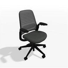 Load image into Gallery viewer, Steelcase Series 1 Office Desk Chair: 4 Way Ajustable Arms - Standard Carpet Casters - Black Frame and Base - 3D Microknit Back - Graphite